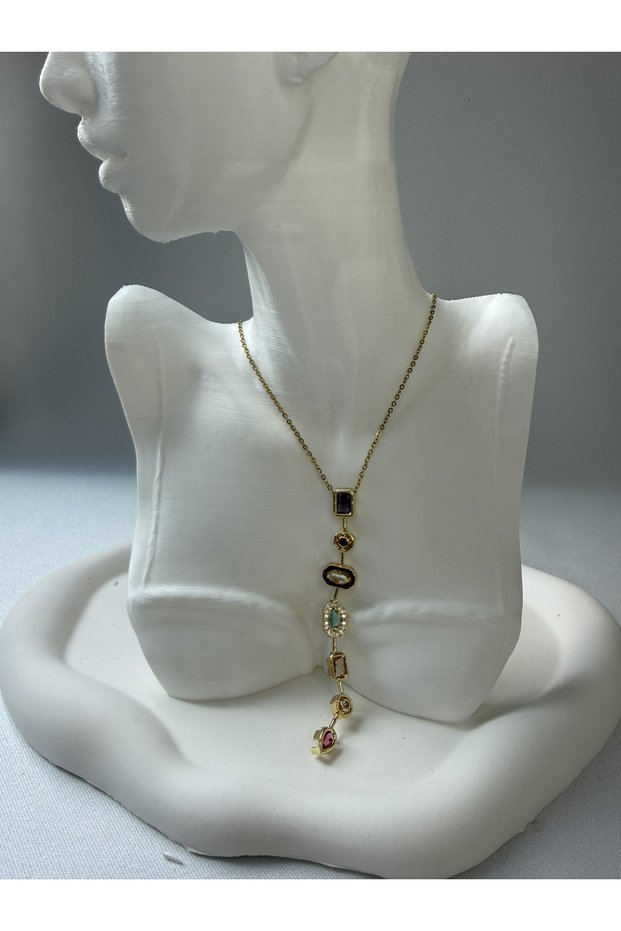 Colorful Stone Chain Necklace