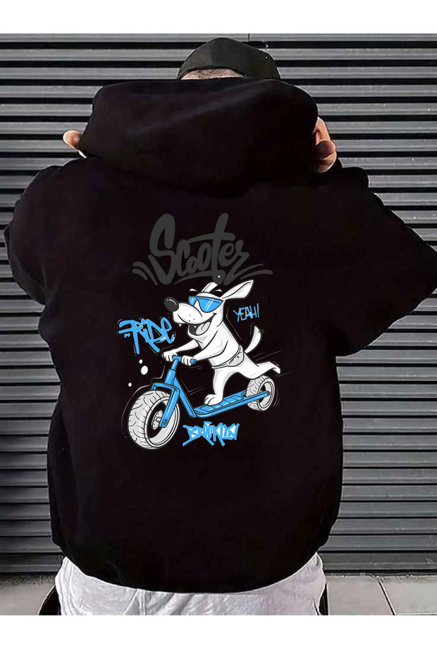 Unisex Women's Men's Hooded Kangaroo Pocket Oversize Sweatshirt Hoodie Scooter