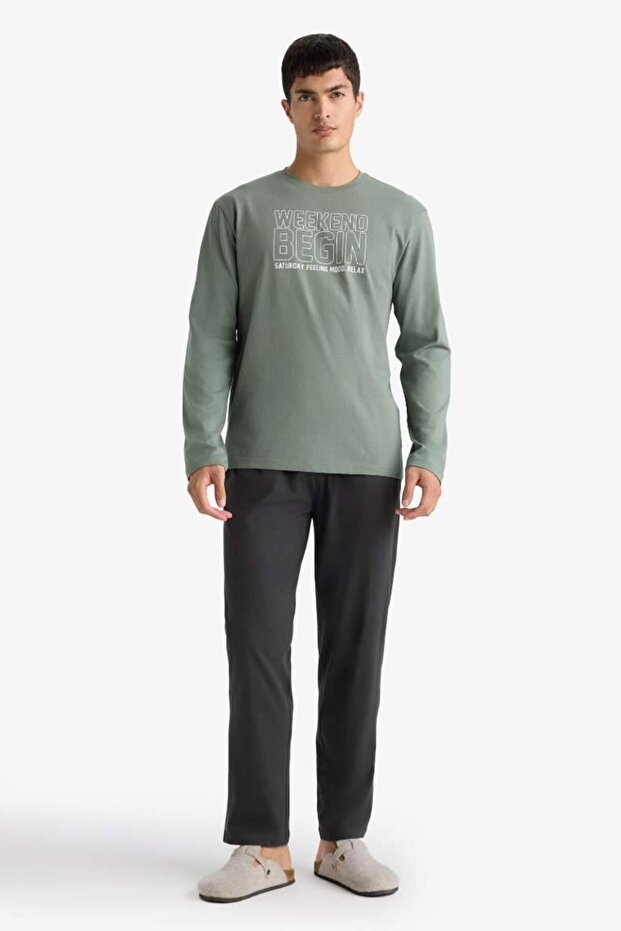 Pijama Takımı Regular Fit Baskılı Uzun Kollu Üst Uzun Alt (25 AU) - 8