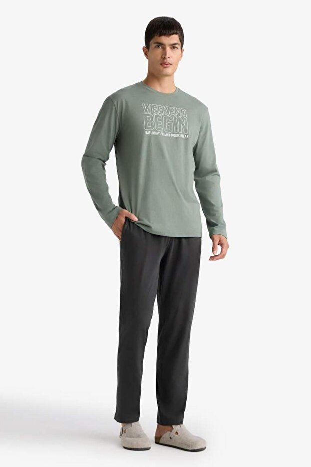 Pijama Takımı Regular Fit Baskılı Uzun Kollu Üst Uzun Alt (25 AU) - 7
