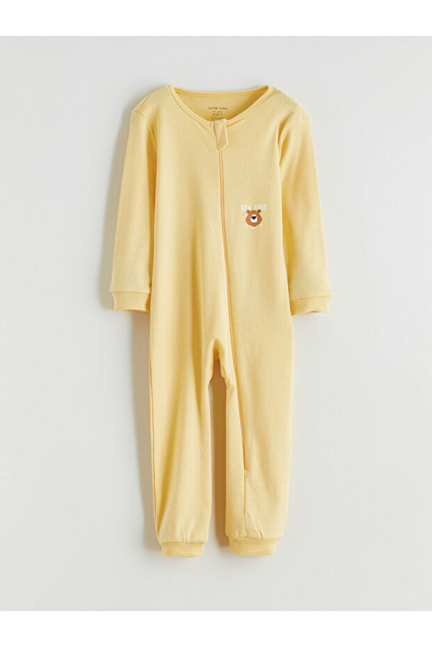 Sarı Bisiklet Yaka Erkek Bebek Tulum - 1
