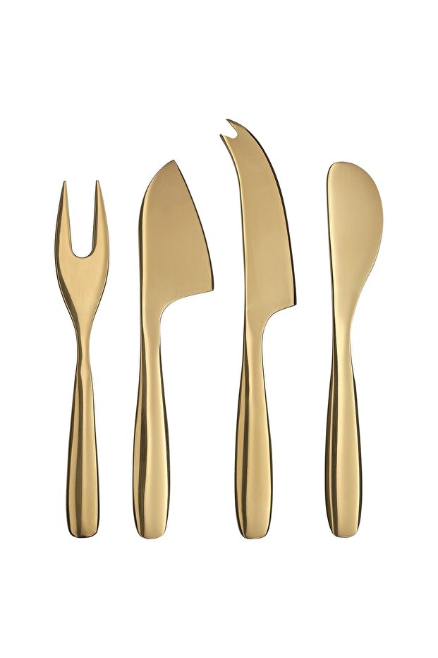 TILLAGD Cheese knife, set of 4, brass-colour