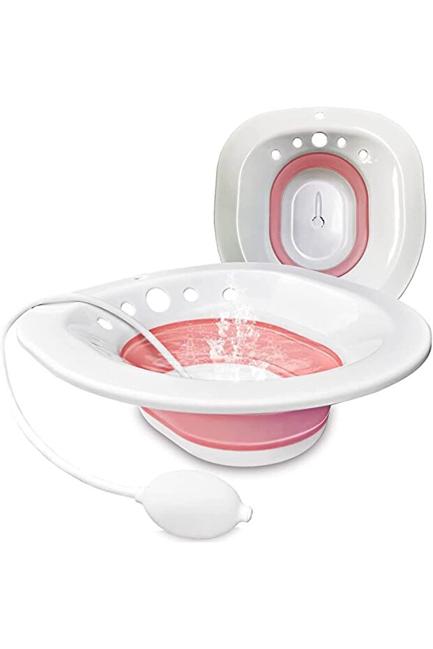 Sitz Bath for Toilet Seat, Hemorrhoids, Postpartum Care, with Flusher, Comfortable Seating, D