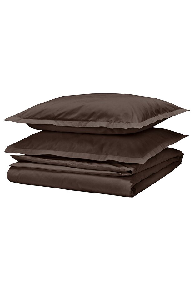 HAMPFLOCKEL Duvet cover and 2 pillowcases, brown, 240 x 220/50 x 80 cm