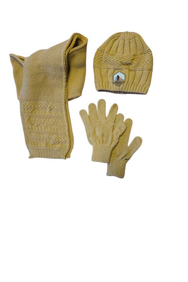 9-15 Years Old Boy Scarf Beret Glove 3 Piece Set