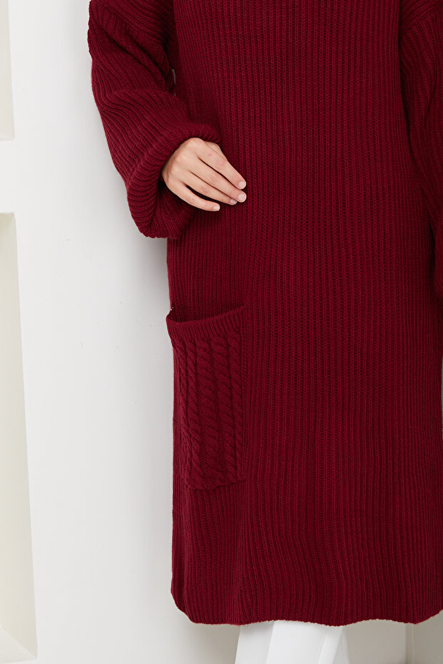 Kadın Saç Örgü Cepli Triko Tunik - 7