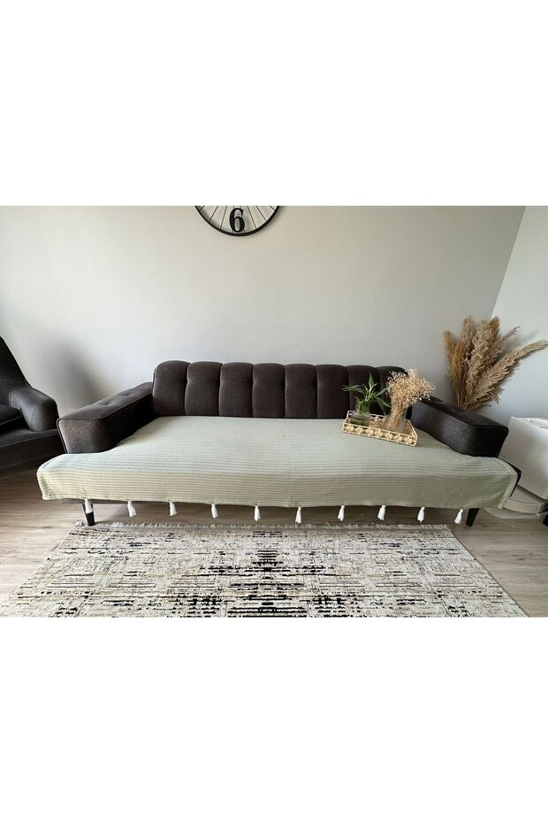 Şal Model Koltuk Örtüsü Su Yeşili - 4