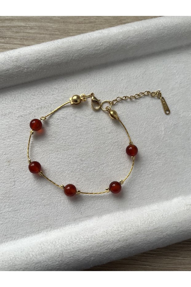 Karnelyan Stone Handmade Steel Bracelet / Antiallergic / Steel