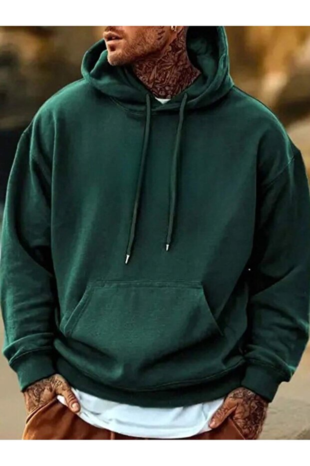 سترة رياضية أساسية بغطاء للرأس للجنسين بمقاس كبير - 1