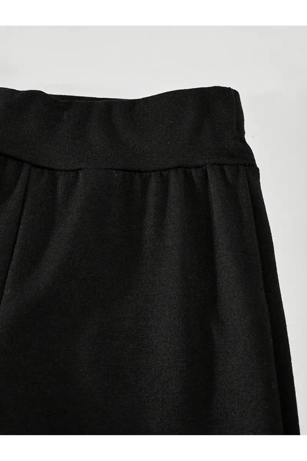 Kız Çocuk Siyah 2'Li Takım İspanyol Paça Pantolon - 4