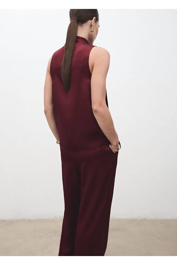 Saten fularlı bluz - 4