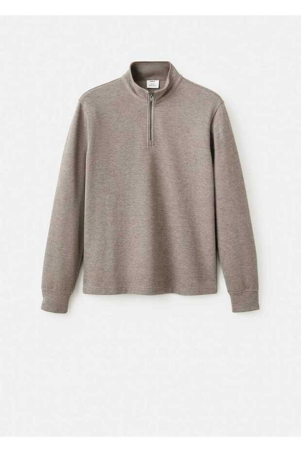 Regular fit fermuarlı sweatshirt - 3