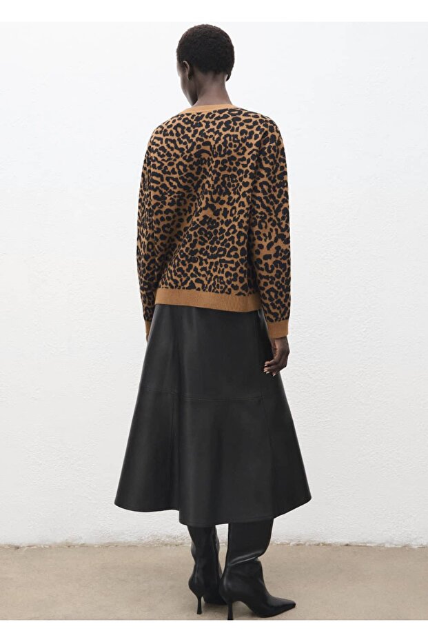 Leopar desenli triko kazak - 4