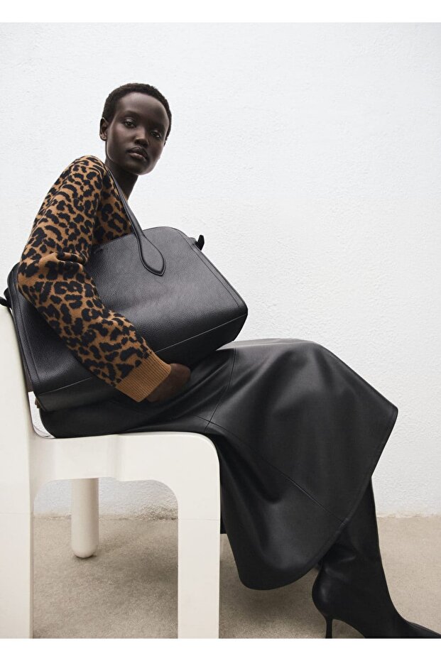 Leopar desenli triko kazak - 8