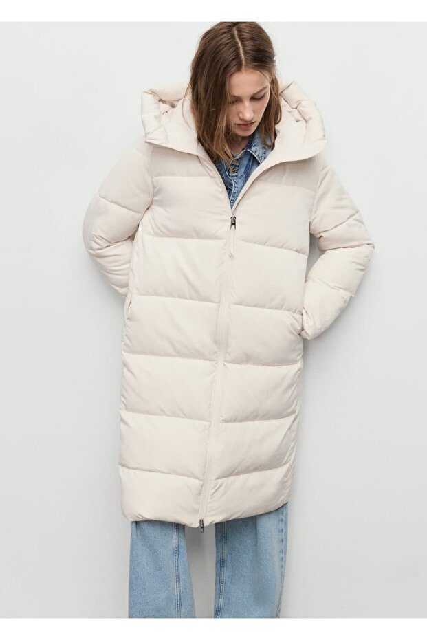 Long Quilted Anorak with a Hood