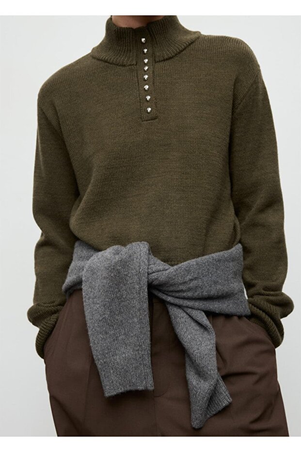Perkins yaka düğmeli kazak - 1