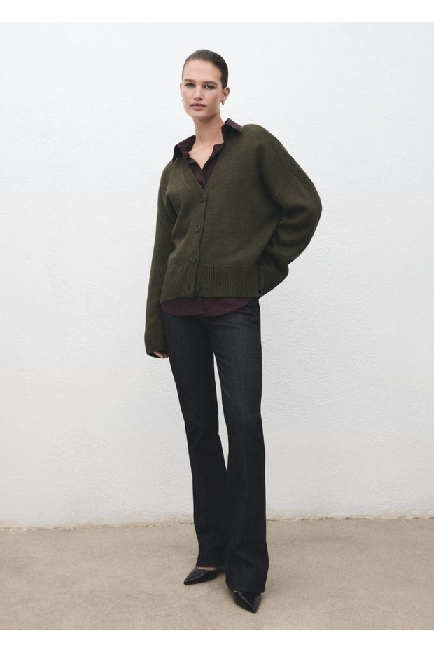 V yaka oversize hırka - 2