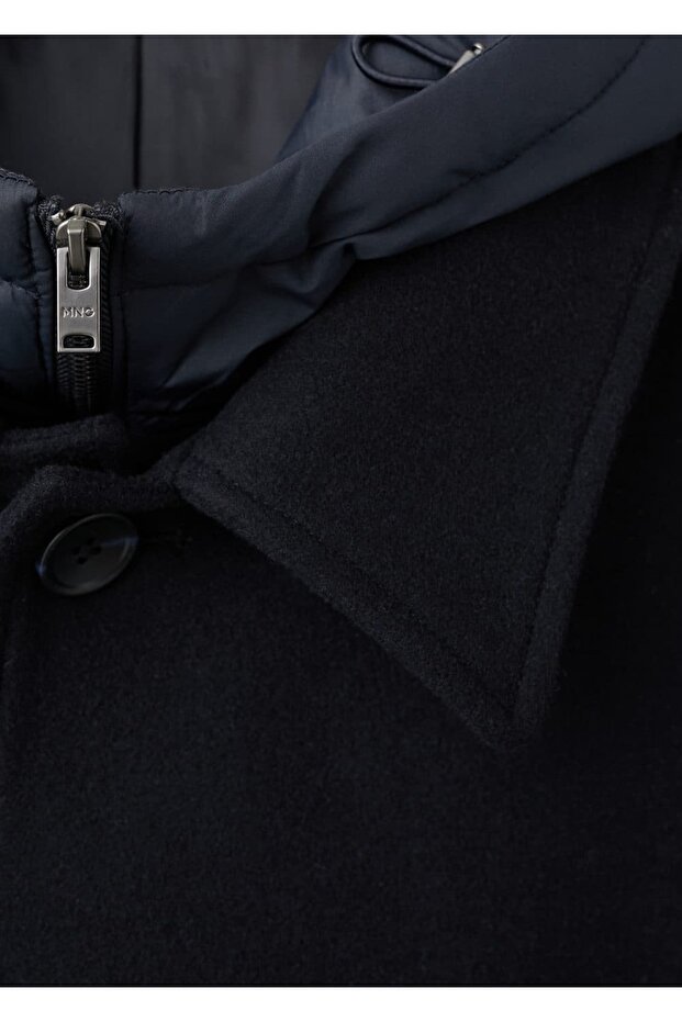 Çıkarılabilir kapüşonlu yün ceket - 5