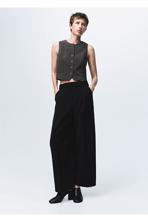 Kareli kumaş yelek - 7