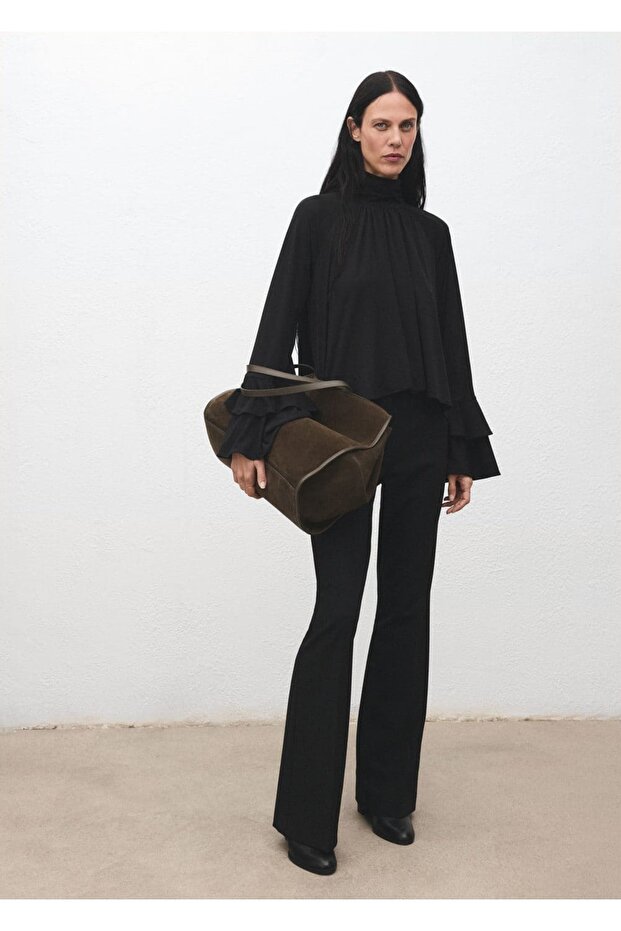 Flounce Bell Sleeve Blouse - 2
