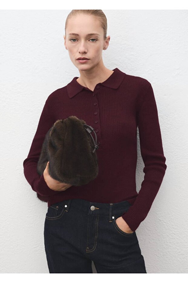 Polo Neck Rib Sweater