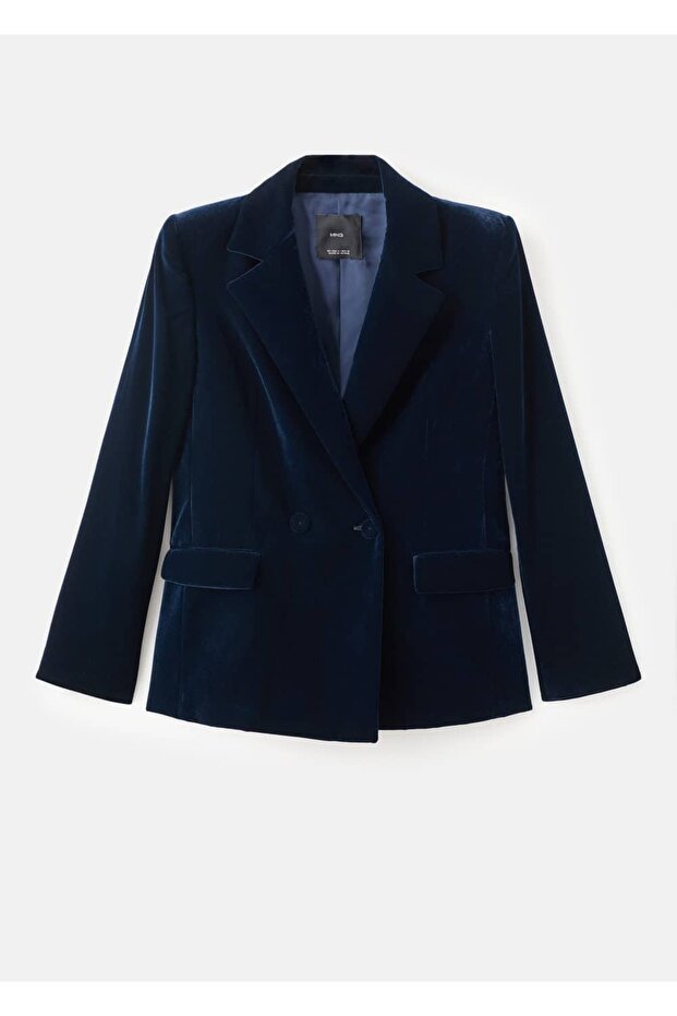 Kadife kruvaze blazer ceket - 3