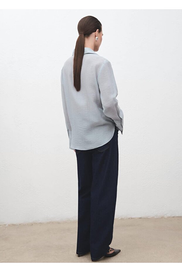 İşlemeli lyocell bluz - 4