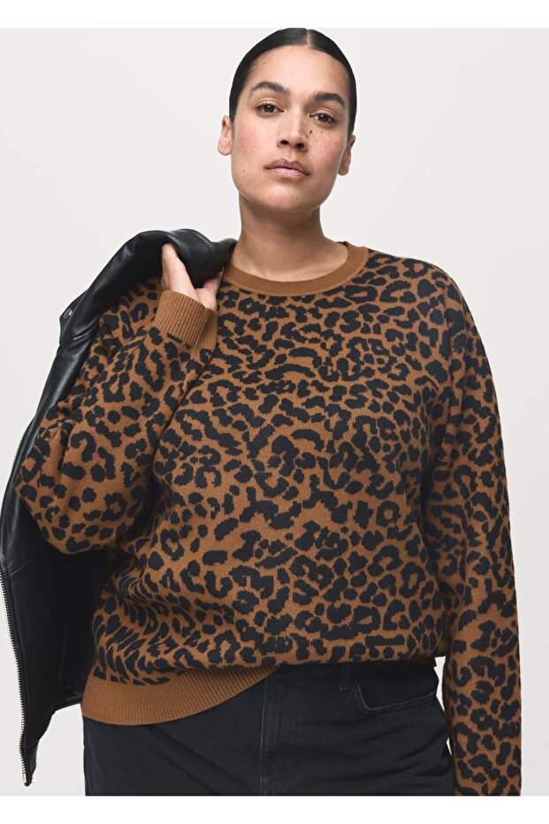 Leopar desenli triko kazak - 6