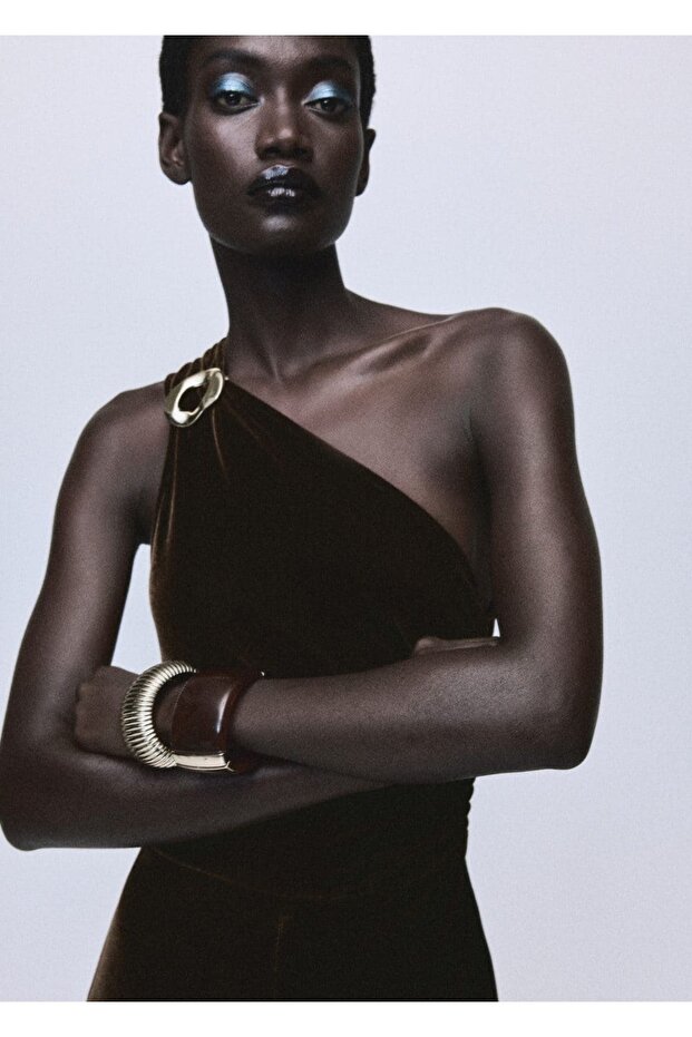 Velvet Jumpsuit with Metal Details