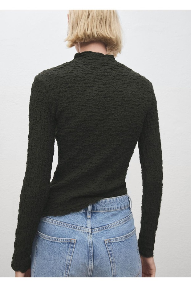 Dokuma krep bluz - 4