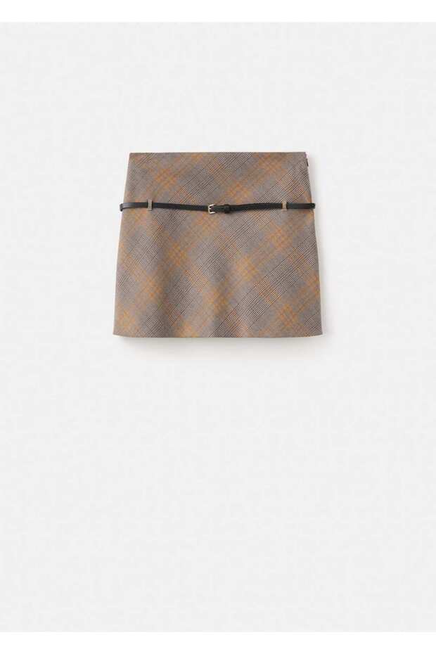 Kemerli kareli etek - 3