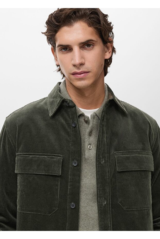 Cepli fitilli kadife gömlek ceket - 8