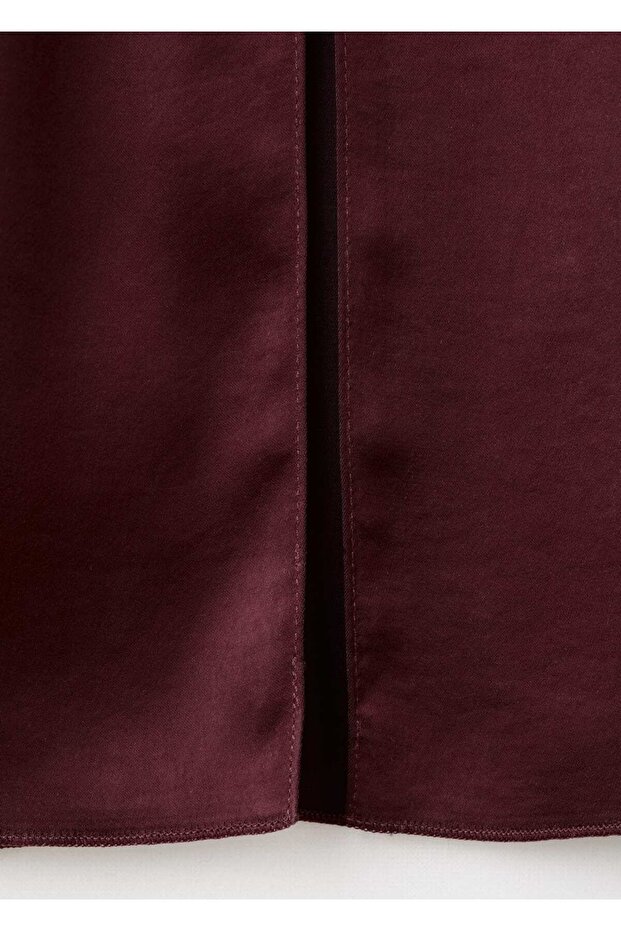 Kemerli saten elbise - 6