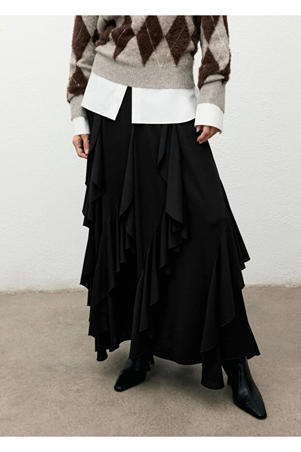 Volanlı asimetrik etek - 1