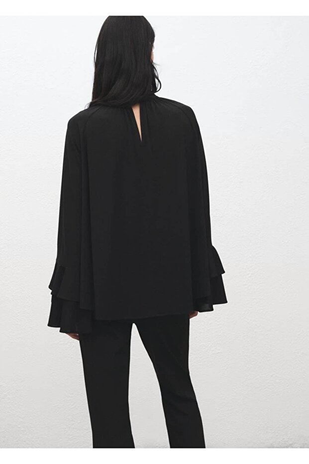 Flounce Bell Sleeve Blouse - 4