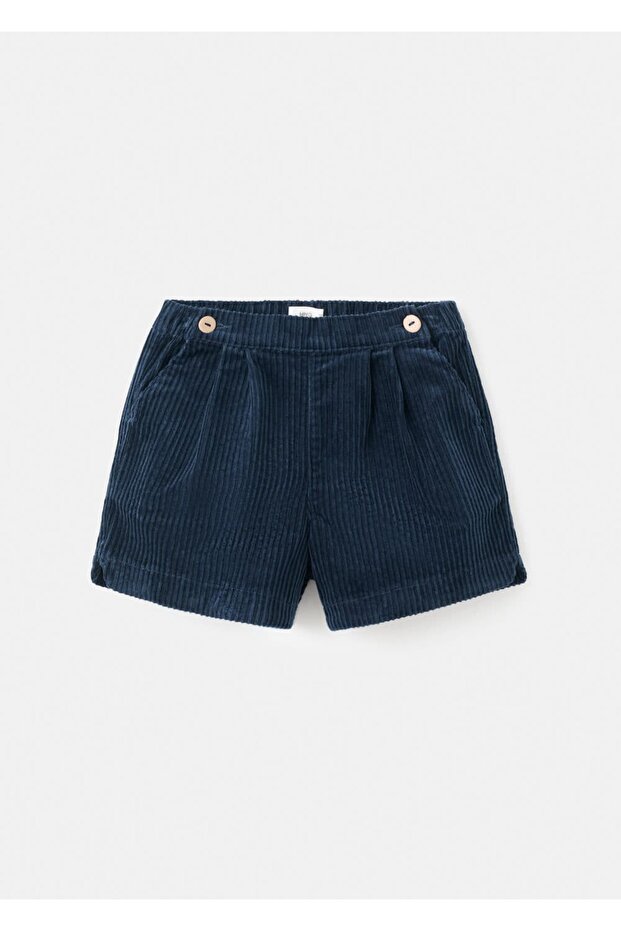 Düğmeli kadife şort - 1