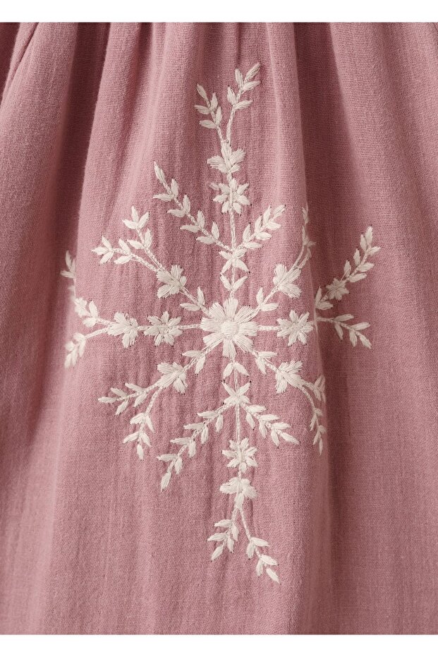 Çiçek işlemeli pamuklu bluz - 7