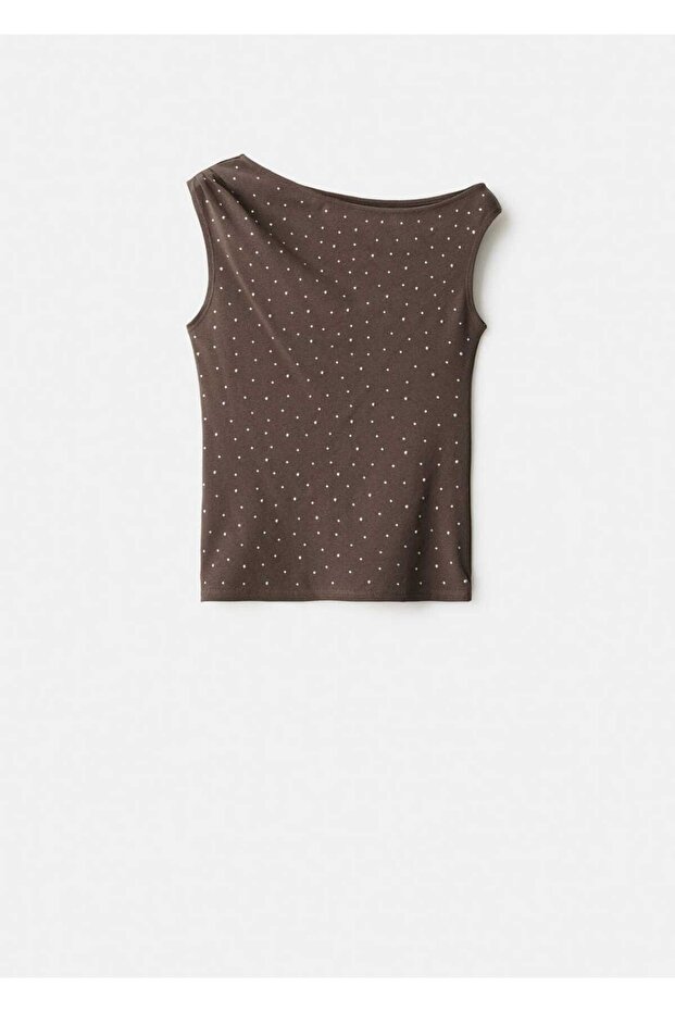 Strass taşlı asimetrik bluz - 3