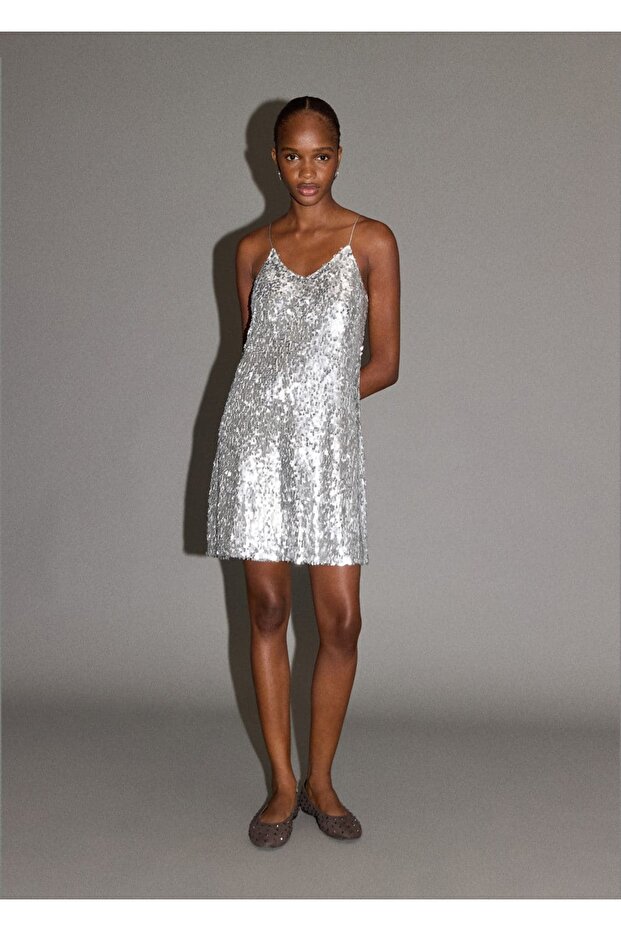 Payetli mini elbise - 2