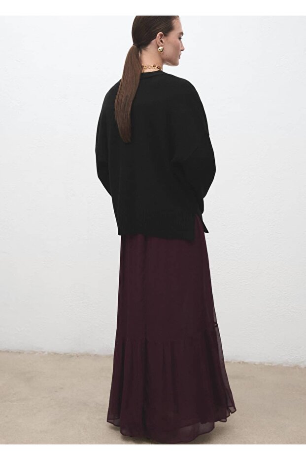 V yaka oversize hırka - 4