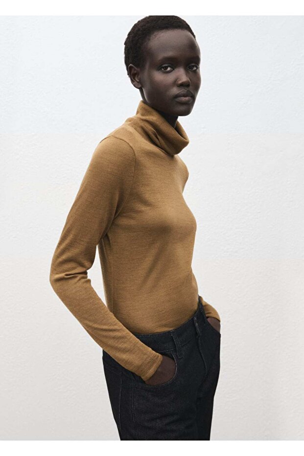 Yün karışımlı yüksek yaka kazak - 1