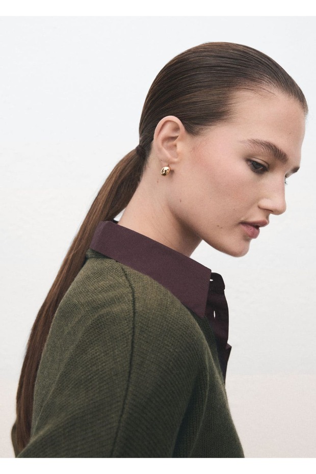 V yaka oversize hırka - 5