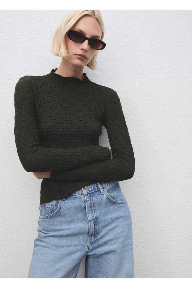 Dokuma krep bluz - 1