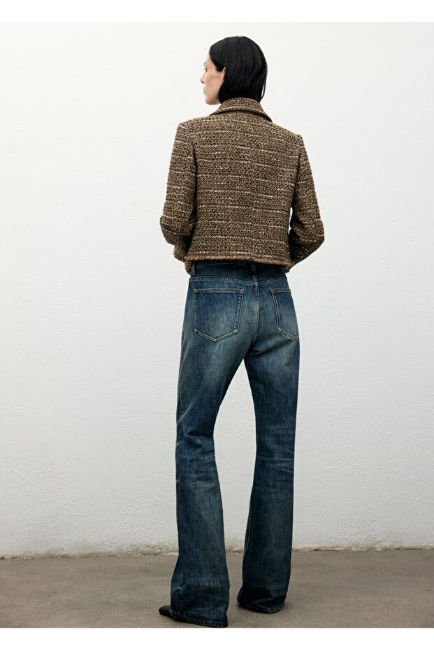 Kürk yaka tüvit ceket - 4