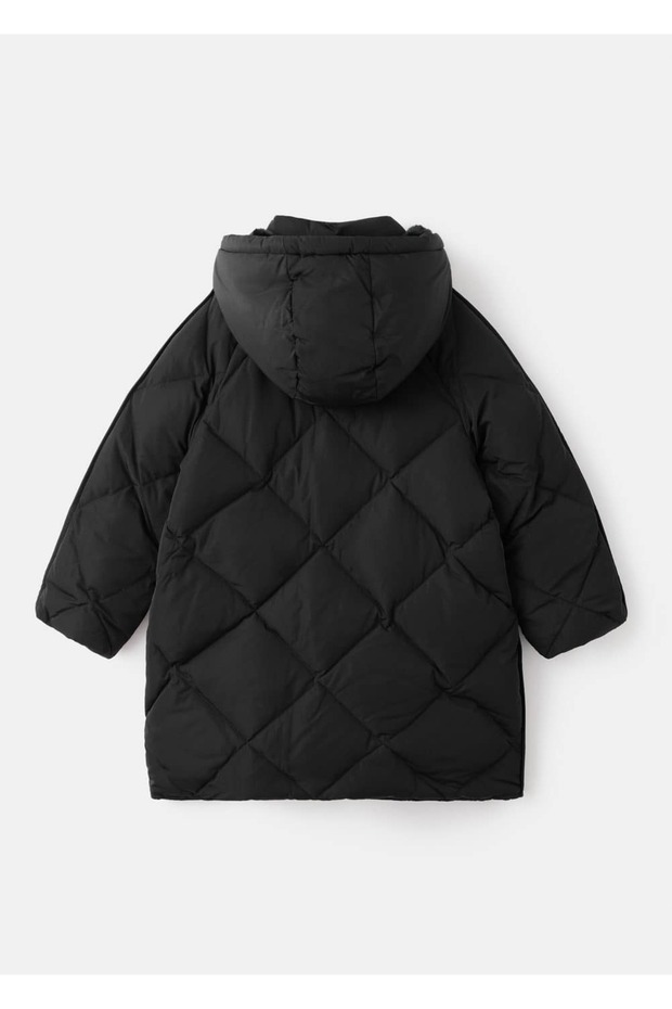 Kapüşonlu uzun kapitone anorak - 2