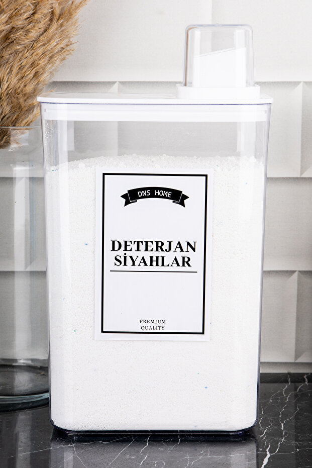 Siyahlar Deterjan Saklama Kabı Kendinden Ölçekli Vakum Kapaklı Saklama Kutusu Deterjanlık 3000 ml - 1