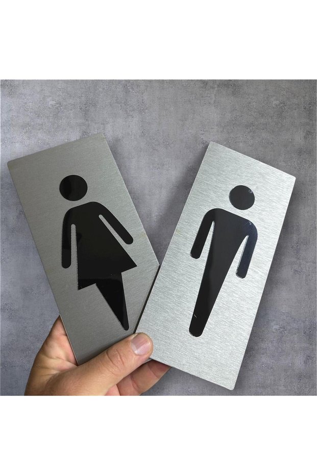 Women and Men Iconic Wc Sign Self-Adhesive Directional Sign 20X10 cm