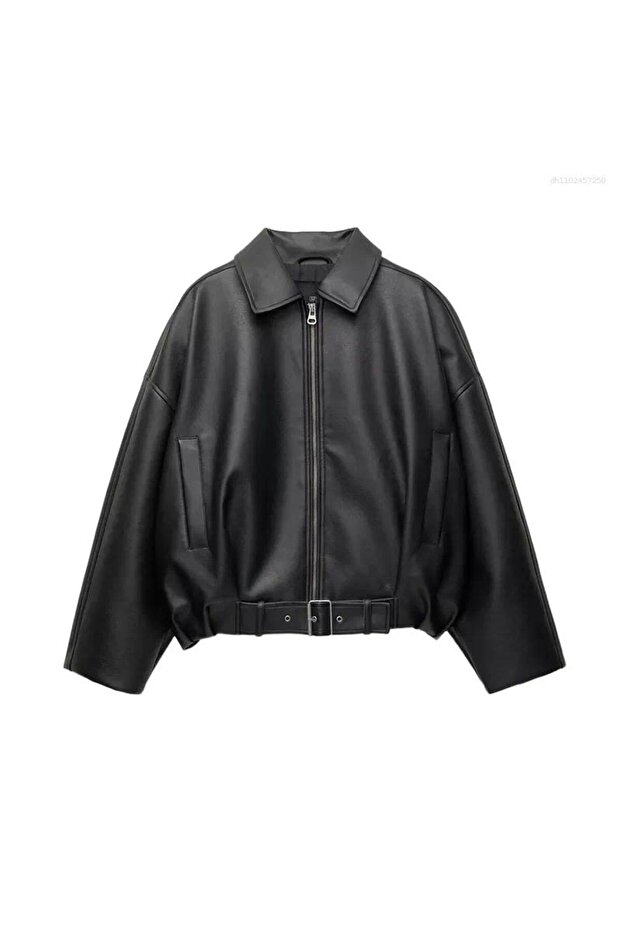 New Season Oversize Bomber Women's Leather Jacket