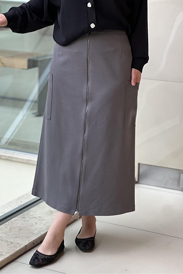 Sentez Cep Detaylı Fermuarlı Etek - 3