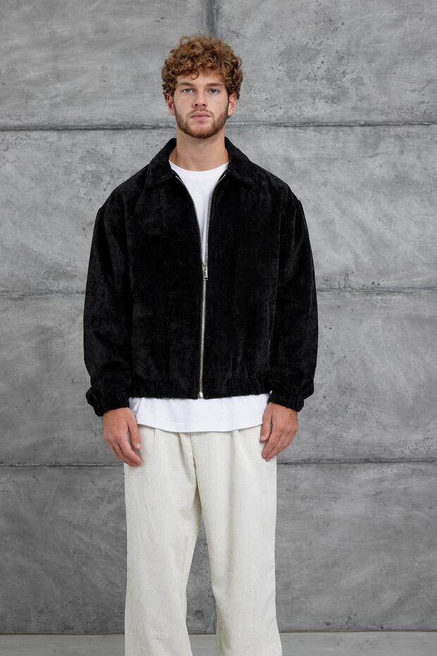 Men's Jacket 251 Velvet Fabric Oversized Black Oversized Loose Fit